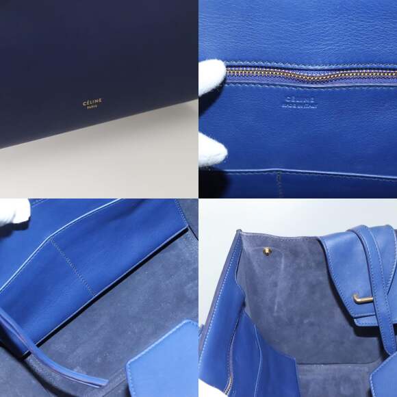 CELINE Thai Hand Bag Leather Navy Gold - Picture 11 of 12